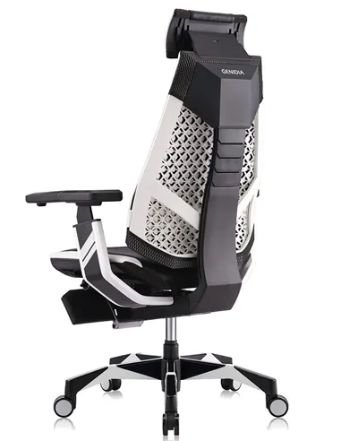 Кресло компьютерное GENIDIA GAMING (M-GN-BB-HAL-ML-WT), эргономичное, с подставкой для ног