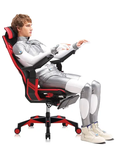 Кресло компьютерное GENIDIA GAMING (M-GN-BB-HAL-ML-WT), эргономичное, с подставкой для ног