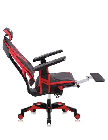 Кресло компьютерное GENIDIA GAMING (M-GN-BB-HAL-ML-WT), эргономичное, с подставкой для ног