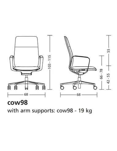 Крісло KLOBER CONWORK COW98, шкіряне, для керівника, переговорів