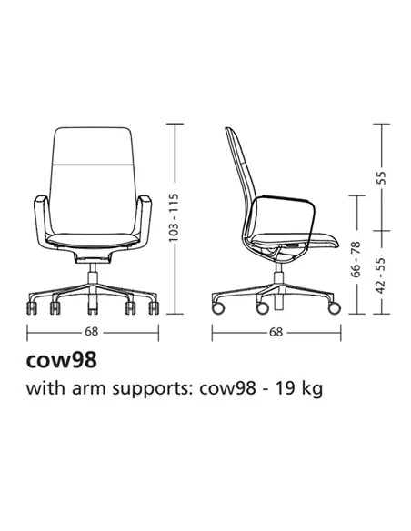 Крісло KLOBER CONWORK COW98, шкіряне, для керівника, переговорів
