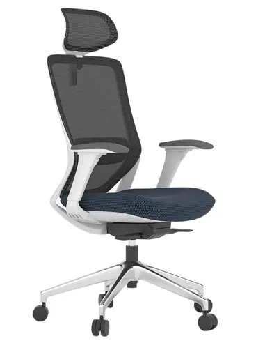 Крісло KRESLALUX SWIFT GHW INDIGO ALU, ергономічне, білий корпус
