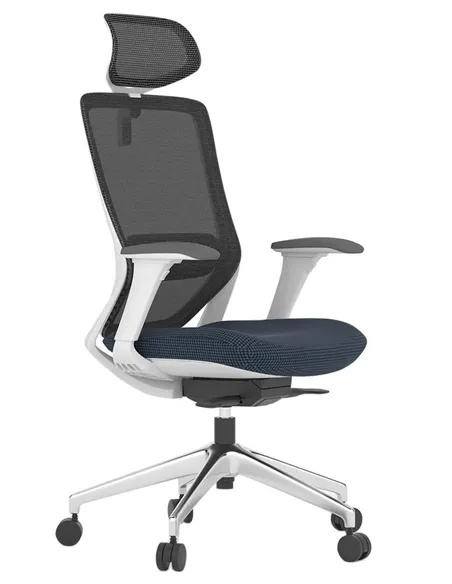 Крісло KRESLALUX SWIFT GHW INDIGO ALU, ергономічне, білий корпус