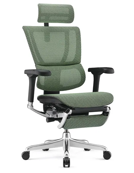 Крісло MIRUS-IOO 2 (IOOE2-AB-HAM-5D-L-LMT, СІТКА Т-168-B6-GREEN), ергономічне, з підставкою під ноги