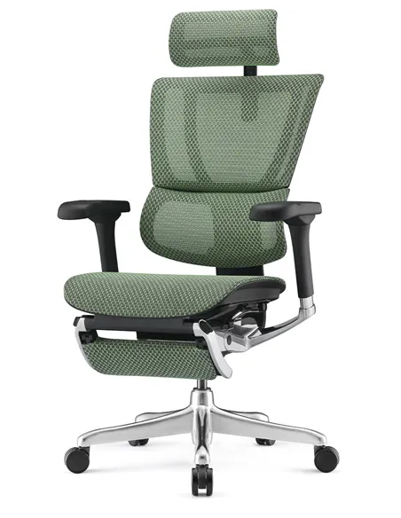 Крісло MIRUS-IOO 2 (IOOE2-AB-HAM-5D-L-LMT, СІТКА Т-168-B6-GREEN), ергономічне, з підставкою під ноги