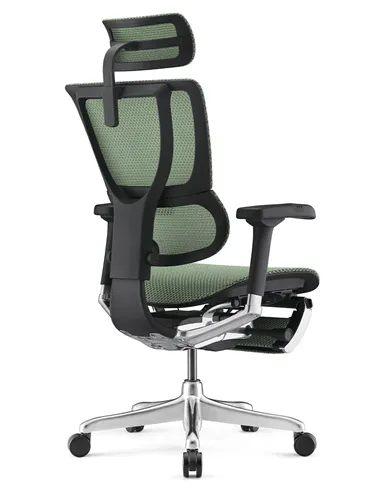 Крісло MIRUS-IOO 2 (IOOE2-AB-HAM-5D-L-LMT, СІТКА Т-168-B6-GREEN), ергономічне, з підставкою під ноги