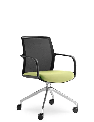Конференц-кресло LD SEATING LEAF 505 F75-N6, на алюминиевой крестовине, на колесах