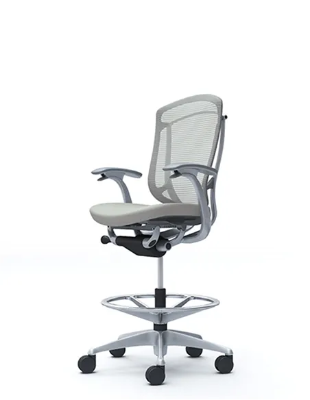 Крісло OKAMURA CONTESSA SECONDA HIGH SILVER, з підставкою для ніг