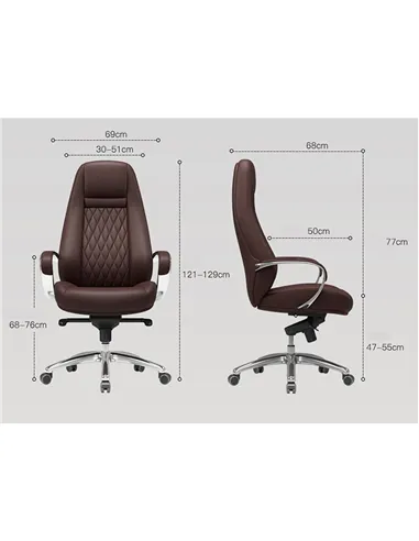 Крісло F185 BL для керівника, чорне, шкіряне