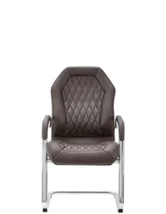 Крісло F303 BRL для відвідувача, коричневе, шкіряне 2