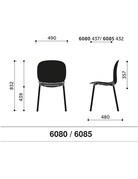 Крісло PROFIM NOOR WOODEN LEGS 6080 POPPY, NATURAL ASH