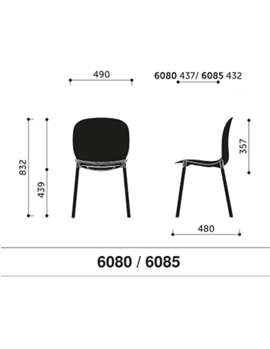 Кресло PROFIM NOOR WOODEN LEGS 6080 GRAPHITE, DARK ASH